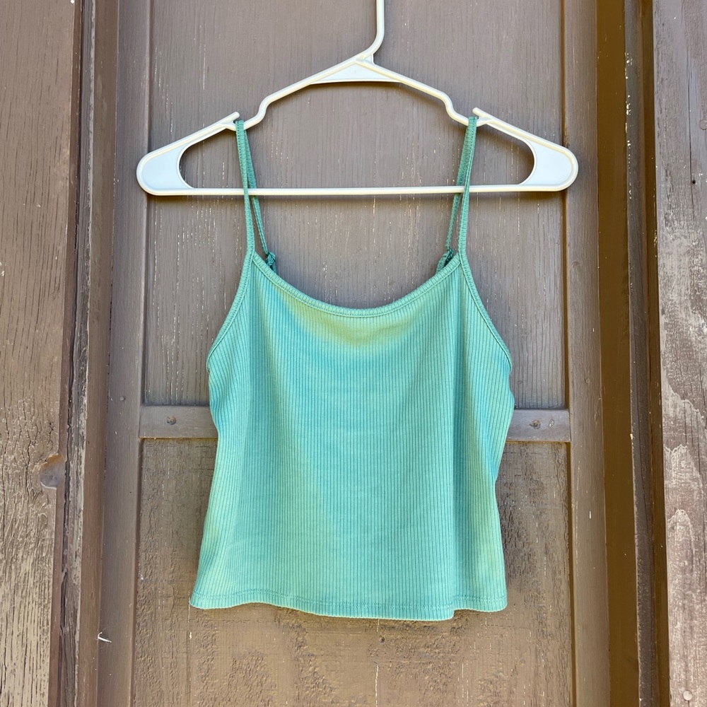 American Eagle Outfitters Green Sleeveless Crop Camisole